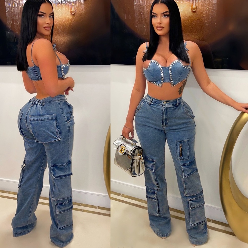 Denim Cargo Jeans
